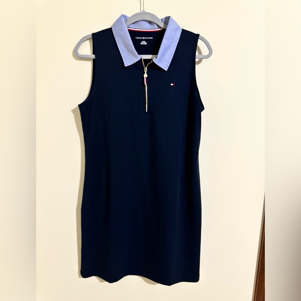 Tommy Hilfiger Navy Blue Dress with Light Blue Collar